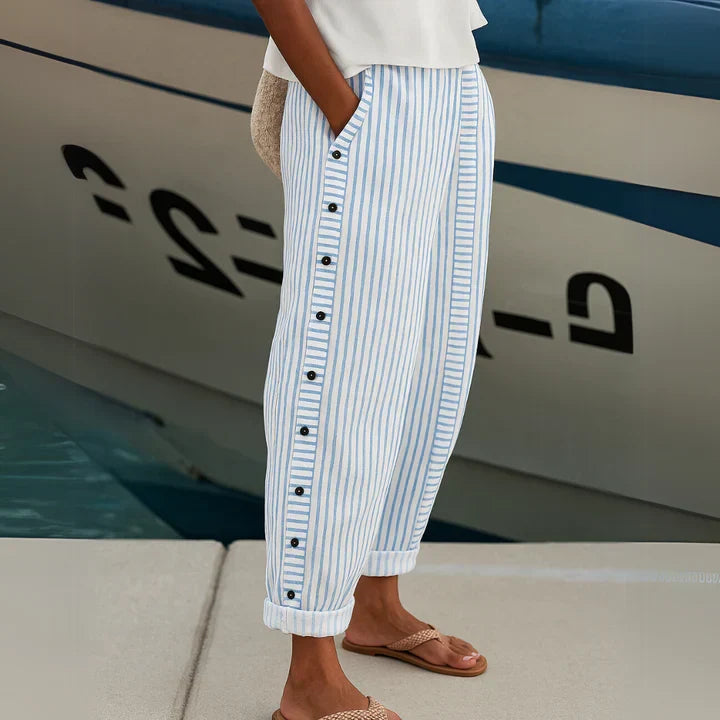 Megan striped trousers shown in a second colourway