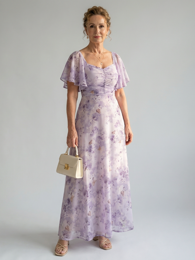 Vaelis Flutter Sleeve Midi Dress