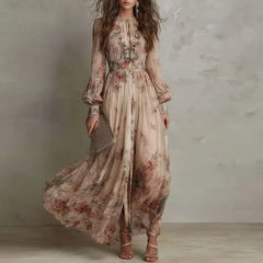 Clementine Vintage Floral High-Waist Maxi Dress