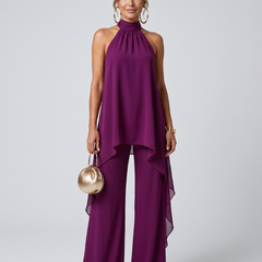 Zareen Asymmetric Tunic Top Wide Leg Pants Set