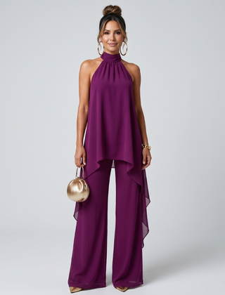 Zareen Asymmetric Tunic Top Wide Leg Pants Set