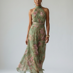 Mirelle Gathered Halter Midi Dress