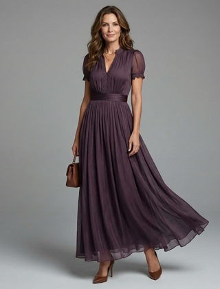 Elia Gathered Waist Keyhole Maxi Dress
