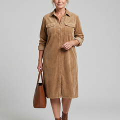 Pema Long Sleeve Patch Pockets Midi Dress