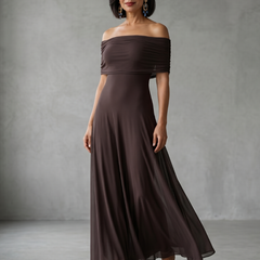 June Off Shoulder Draped Midi Dress