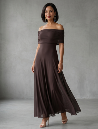 June Off Shoulder Draped Midi Dress