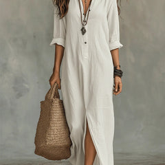 Lorelei Loose Black Maxi Dress With Buttons