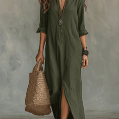 Lorelei Loose Black Maxi Dress With Buttons