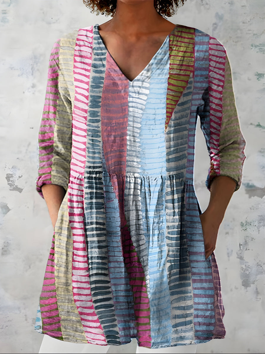Model wearing the Margo multicolour long blouse