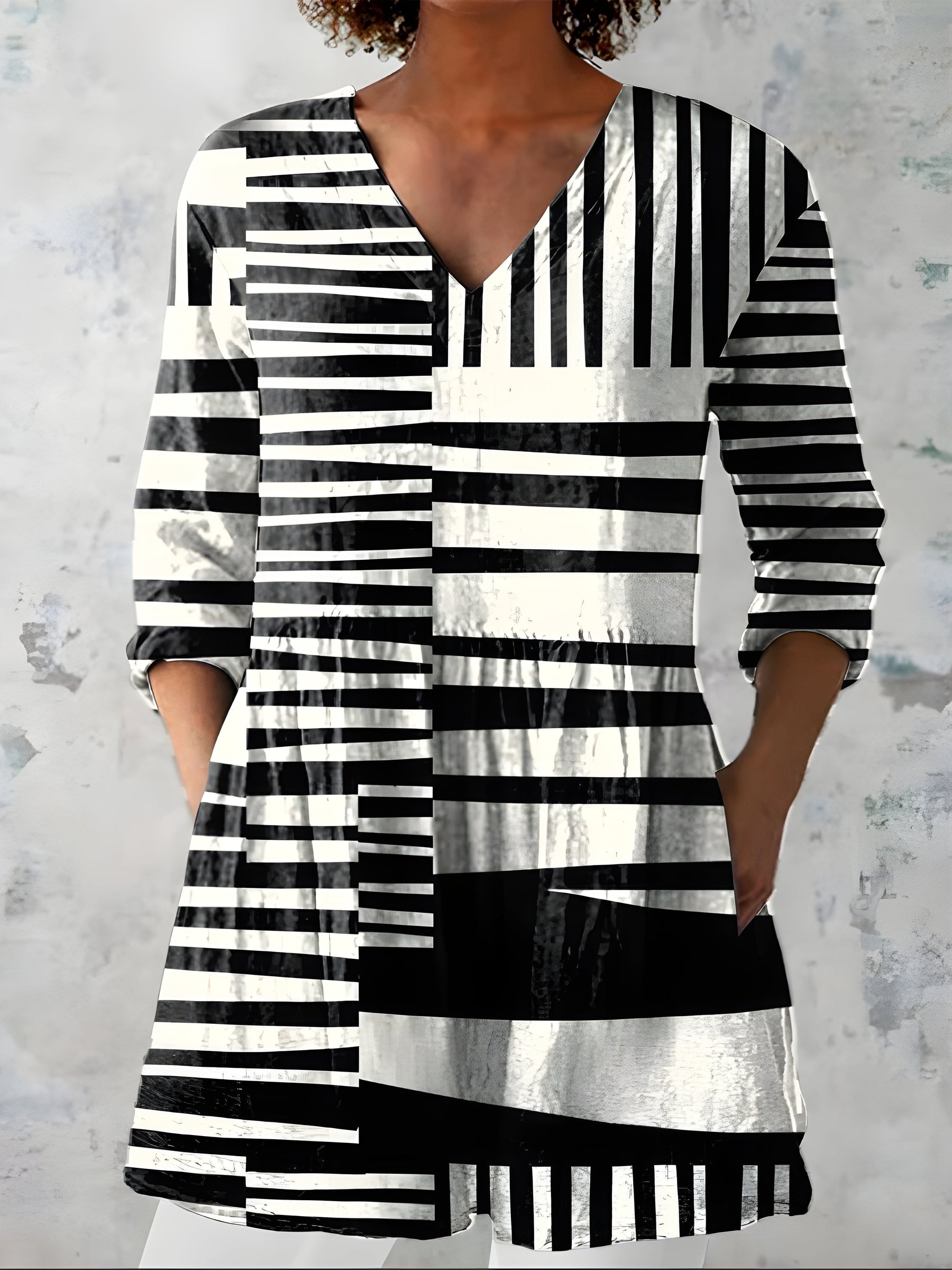 Sienna long blouse shown on model, relaxed flowing fit with long sleeves