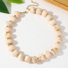Poppy Chunky Bead Necklace in Off White, close up
