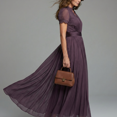 Elia Gathered Waist Keyhole Maxi Dress