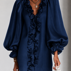 Antoinette Ruffled Puff-Sleeve Mini Dress