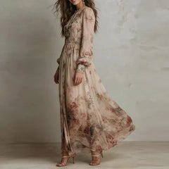 Clementine Vintage Floral High-Waist Maxi Dress
