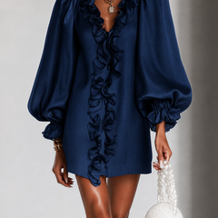 Antoinette Ruffled Puff-Sleeve Mini Dress
