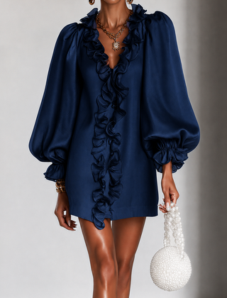 Ottilie Ruffled Puff-Sleeve Mini Dress