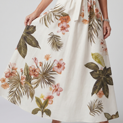 Meadow Draped Halter Botanical Panel Maxi Dress