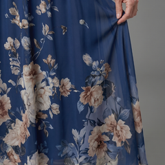 Valentina Sleeveless V Neck Soft Floral Hem Midi Dress