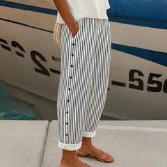 Megan seabreeze stripe trousers front view