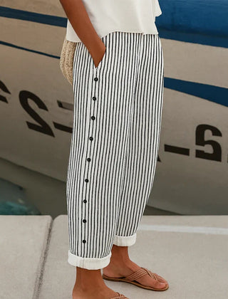 Megan seabreeze stripe trousers front view