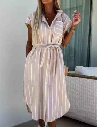 Floribeth striped midi dress front view