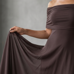 June Off Shoulder Draped Midi Dress
