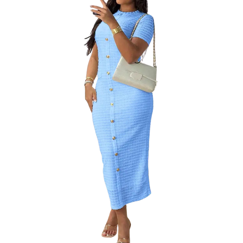 Bronwyn dress side view showing fitted waist