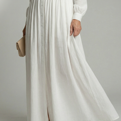 Lioren Soft Flow Maxi Dress with Button Front and Pockets