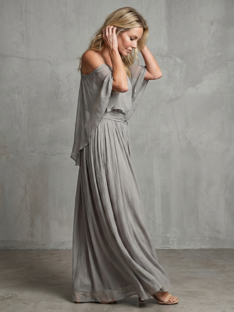 Rosalie Layered Drape Cold Shoulder Top Wide Leg Set