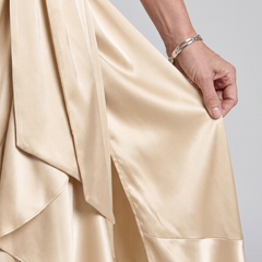 Honora Halter Neck Wrap Asymmetric Hem Midi Dress