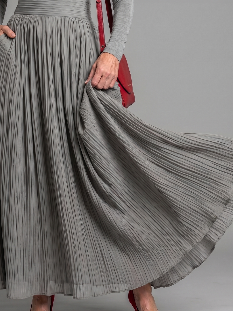 Lana Long Sleeve Turtleneck Defined Waist Midi Dress