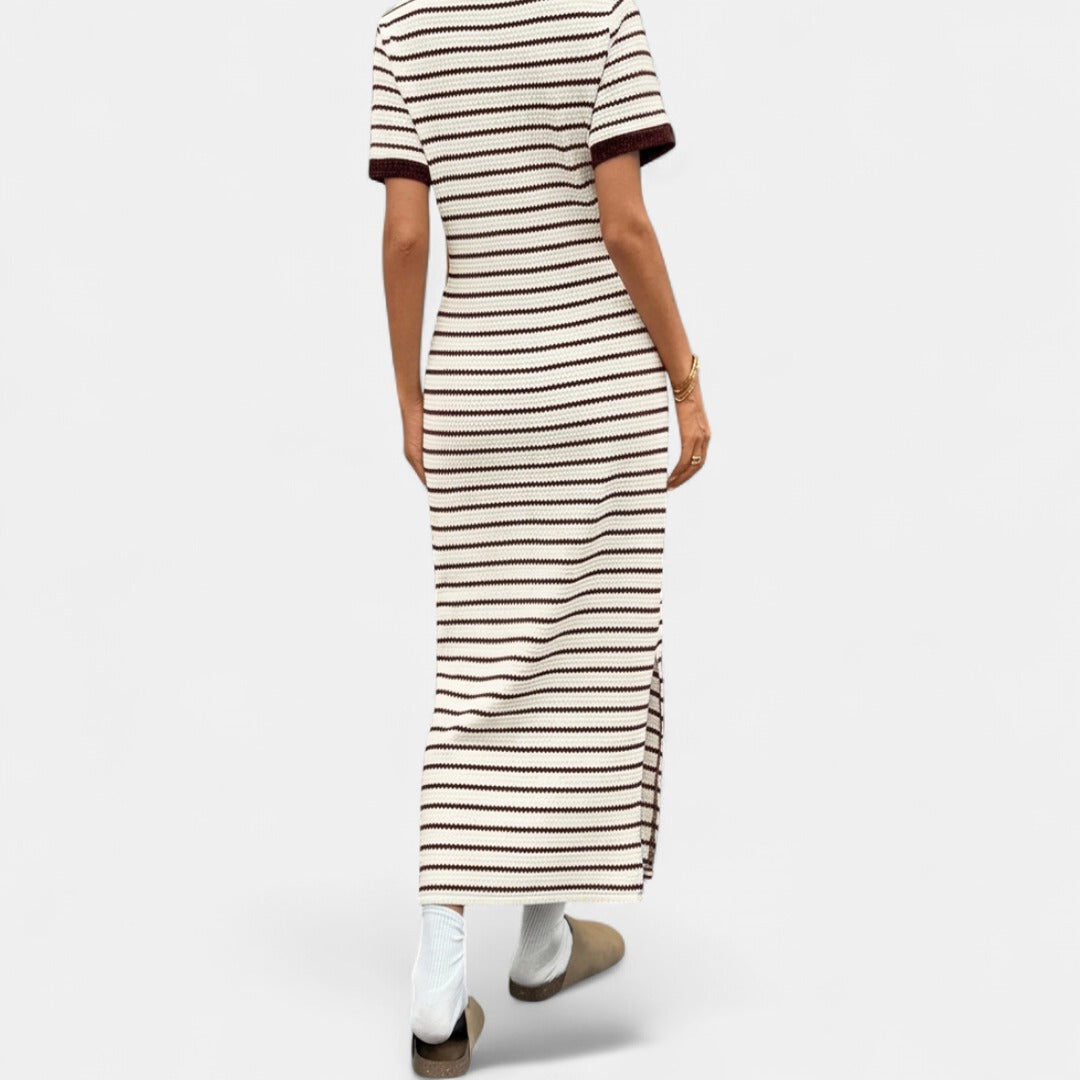 Knit midi dress showing slim fit