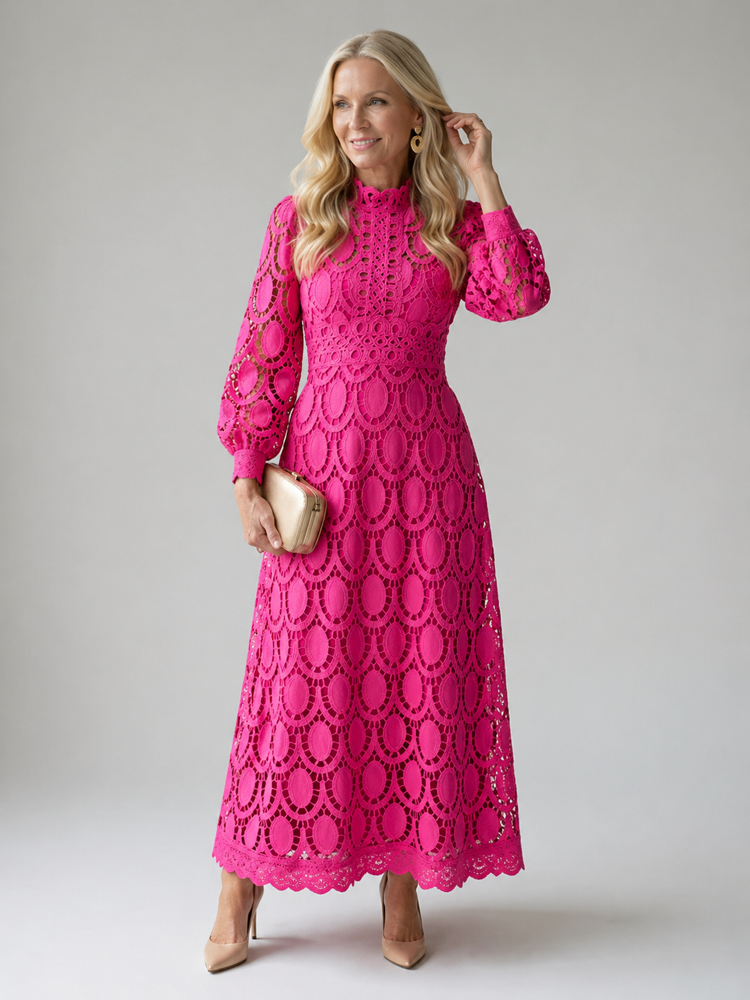 Eloah Lace Midi Dress, Elegant Lace Dress for Special Occasions