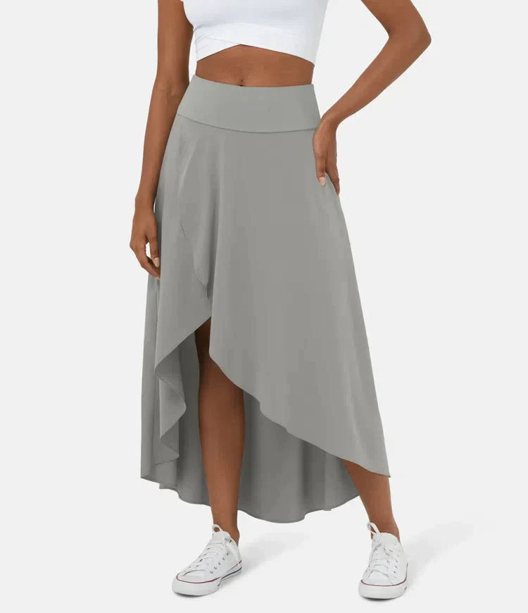 Asymmetric midi skirt in a bright colourway