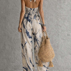 Sabryna Jumpsuit Ink Wash Halter Wide-Leg Jumpsuit with Pockets