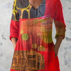 Maria long blouse shown on model, relaxed fit with long sleeves