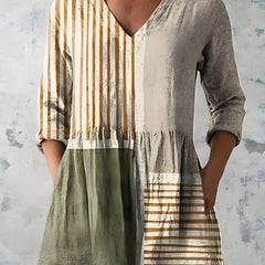 Model wearing the Natalie multicolour long blouse styled loose