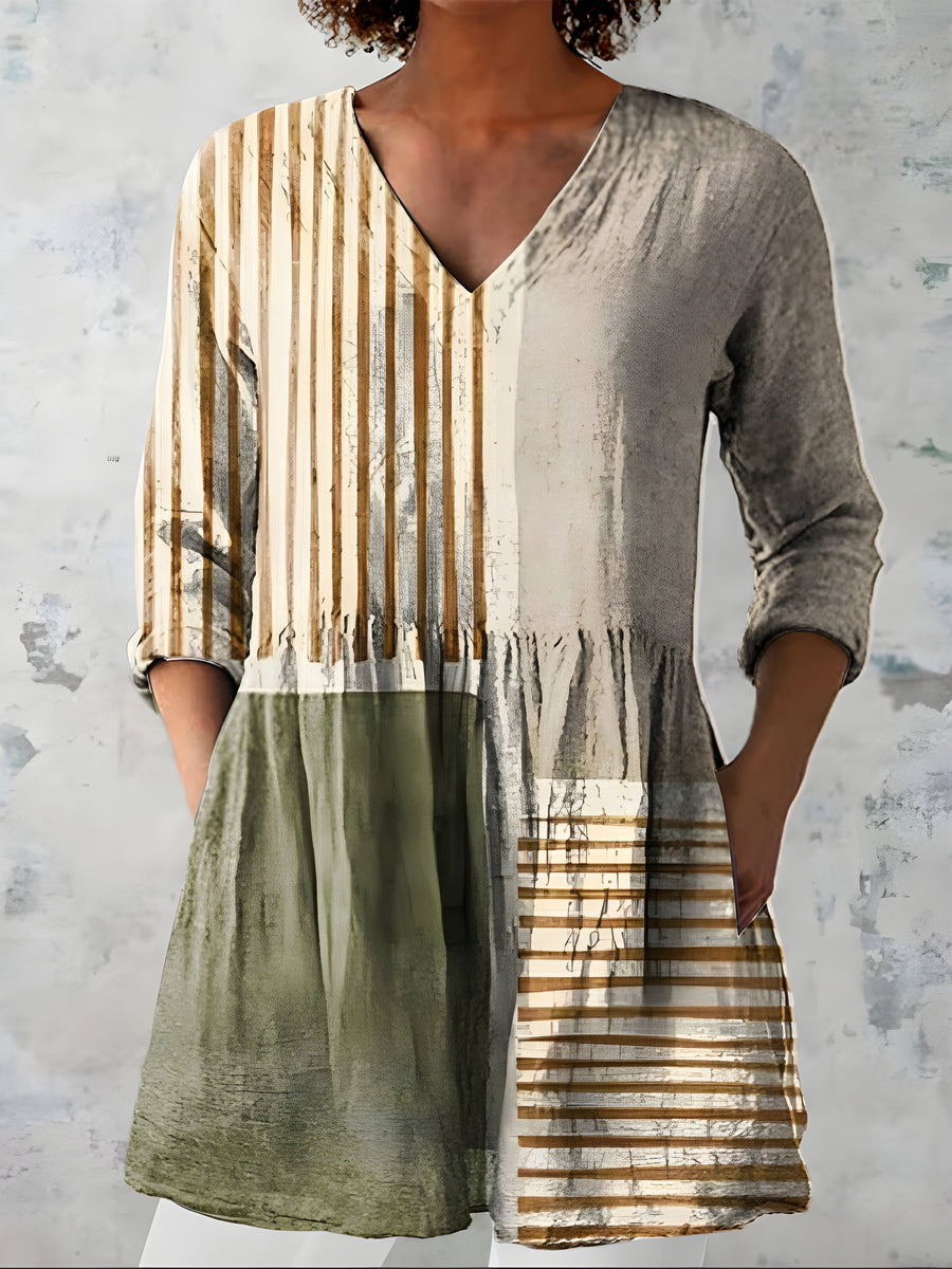 Model wearing the Natalie multicolour long blouse styled loose