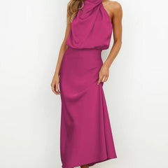 Estella Draped Dress with High Neckline