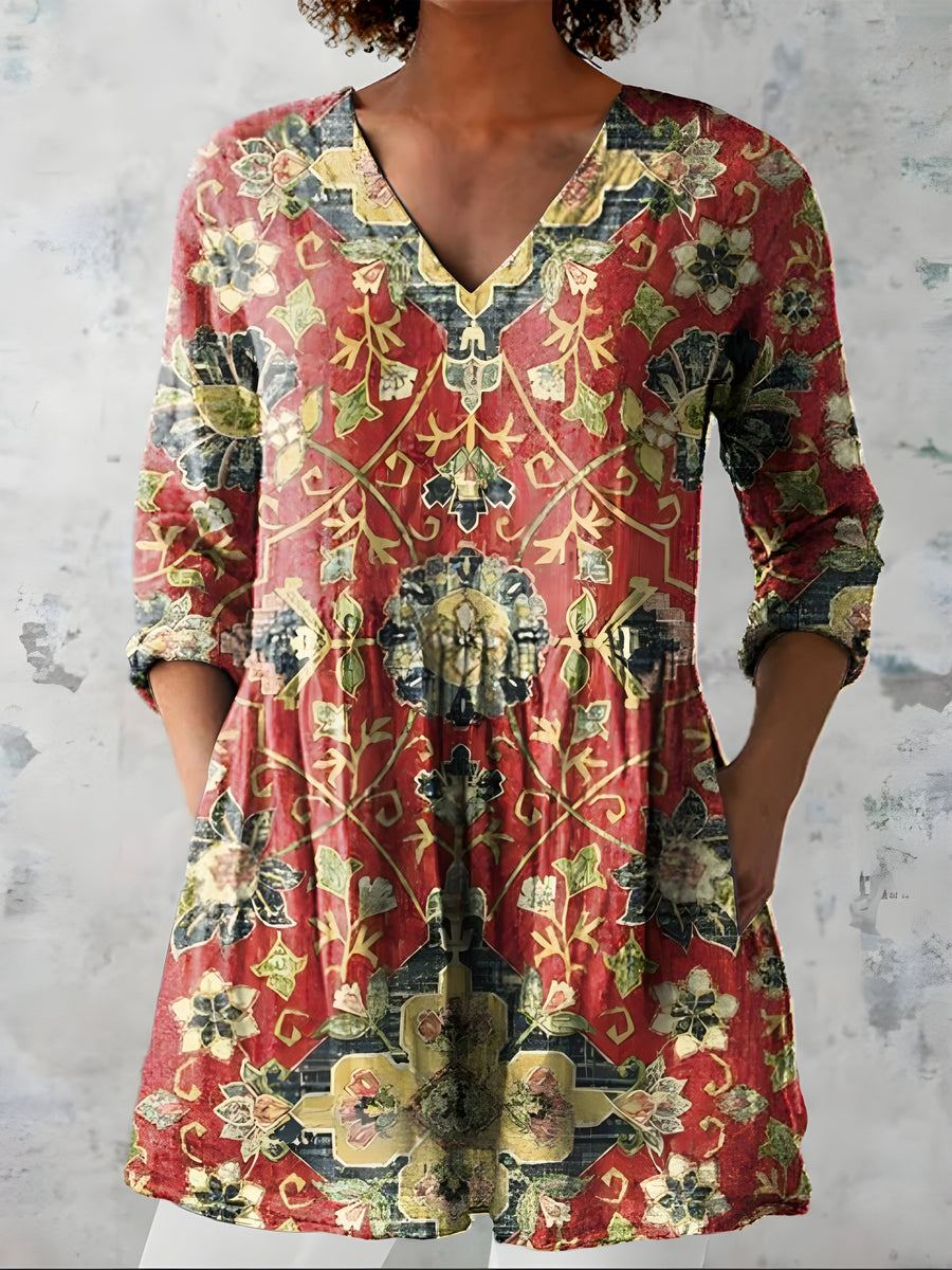 Model wearing the Amoura multicolour long blouse