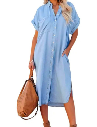 Ada loose midi shirt dress, front view