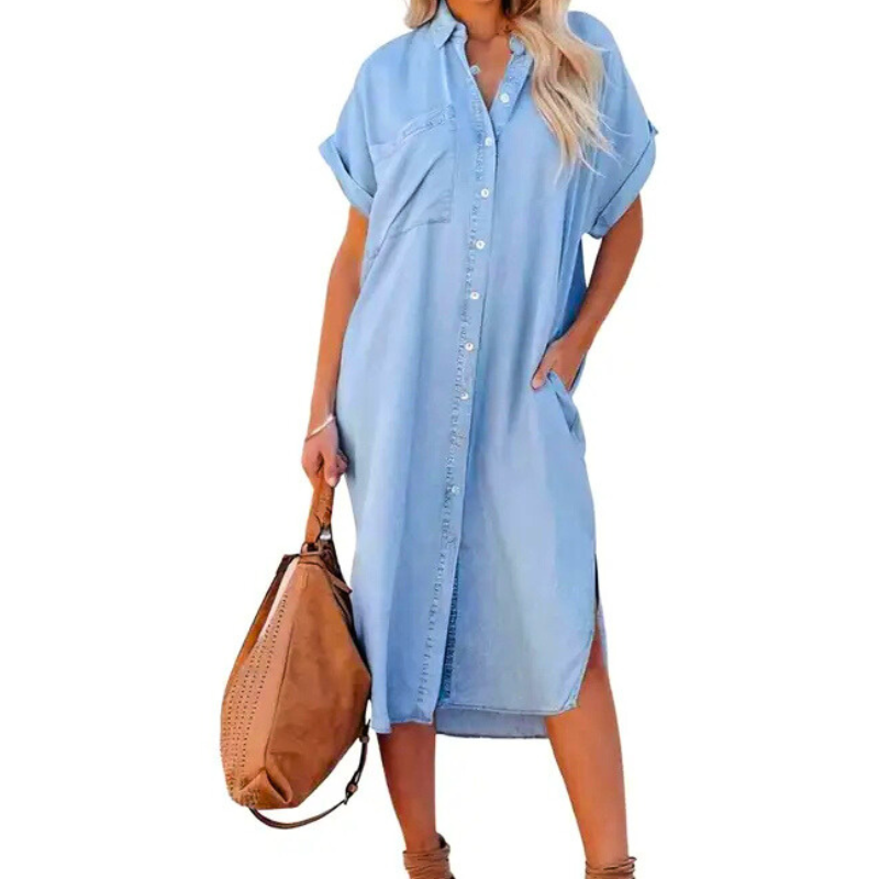 Ada loose midi shirt dress, front view