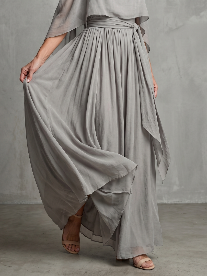 Rosalie Layered Drape Cold Shoulder Top Wide Leg Set