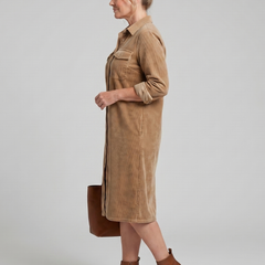 Pema Long Sleeve Patch Pockets Midi Dress