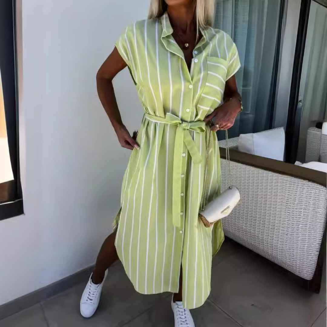 Floribeth dress belted waist detail