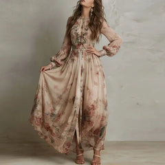 Clementine Vintage Floral High-Waist Maxi Dress