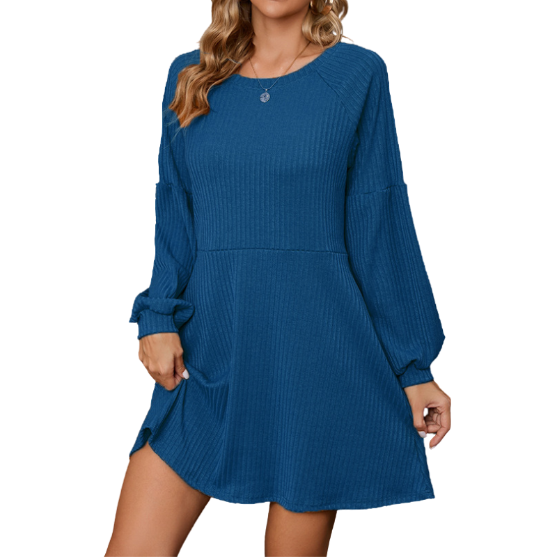 Side view of the ribbed knit dress