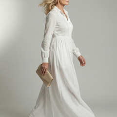 Lioren Soft Flow Maxi Dress with Button Front and Pockets