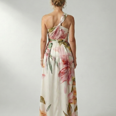 Amiel Light Floral Maxi Dress with Halter Neckline