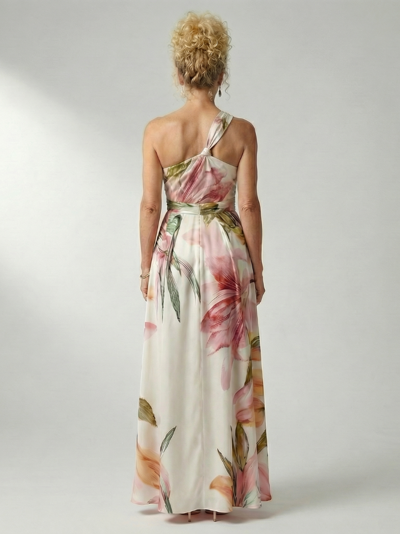 Amiel Light Floral Maxi Dress with Halter Neckline